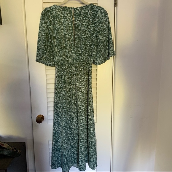 Teal tie front patterned midi dress cutout green - Picture 3 of 9